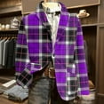 thumbnail image 1 of Kixjoy Blazer for Men Big and Tall Button Down Fashion Blazers Long Sleeve Slim Fit Winter Suit Jackets Casual Plaid Lightweight Jackets for Men with Pockets, Purple M, 1 of 5