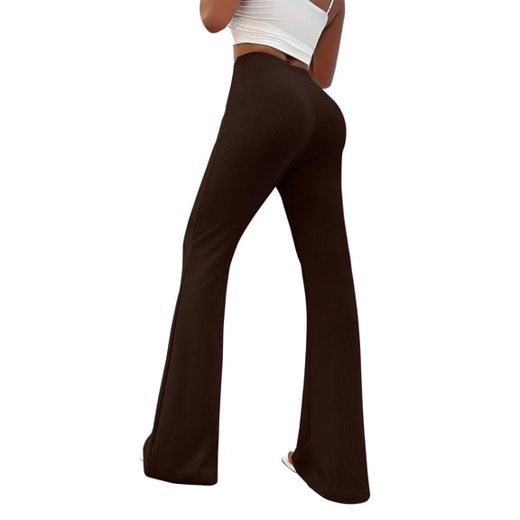 Kixjoy Brown Leggings for Women Plus Size Lounge Straight Leg Pants Gym Seamless High Waisted Leggings Casual Thermal Silm Fit Tummy Control Leggings for Women, Brown S