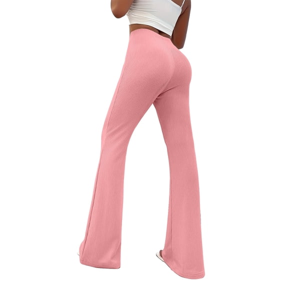 Kixjoy Butt Lifting Leggings for Women Plus Size Warm High Waisted Leggings Lounge Seamless Straight Leg Pants Gym Casual Silm Fit Women's Pants, Pink S