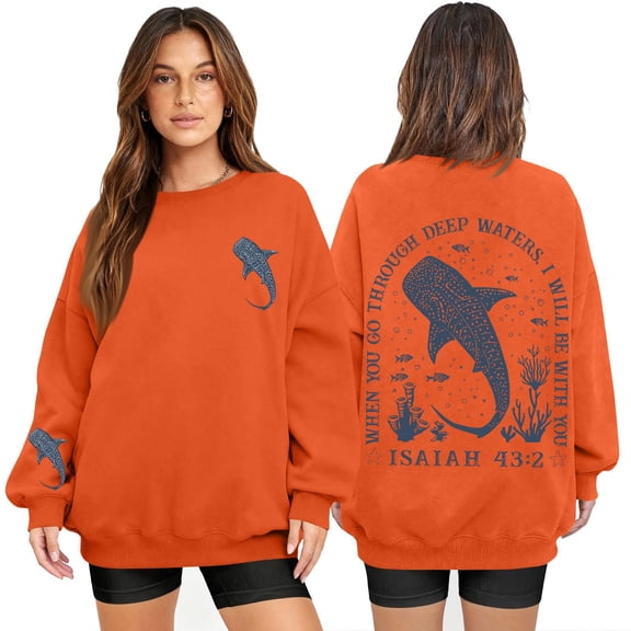 Kixjoy Christian Shirts for Women Long Sleeve Crewneck Sweatshirts Faith Bible Verse Graphic Oversized Pullover Baggy Trendy Cozy Womens Clothes, Saffron S