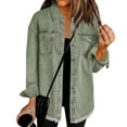 thumbnail image 1 of Kixjoy Denim Jacket for Women Button Down Long Sleeve Jean Jackets Oversized Fashion Winter Shirt Lightweight Loose Fit Casual Womens Shacket with Pockets, Mint Green S, 1 of 4