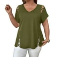 thumbnail image 1 of Kixjoy Dressy Blouses for Women Oversized Short Sleeve V Neck Shirt Casual Soild Baggy Tunic Tops Business Fashion Summer Blouses for Women, Green XL, 1 of 3