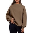 thumbnail image 1 of Kixjoy Fleece Pullover Womens Plus Size Fashion Turtleneck Sweatshirts Long Sleeve Soft Winter Pullover Casual Lightweight Loose Fit Womens Sweatshirt, Brown S, 1 of 7