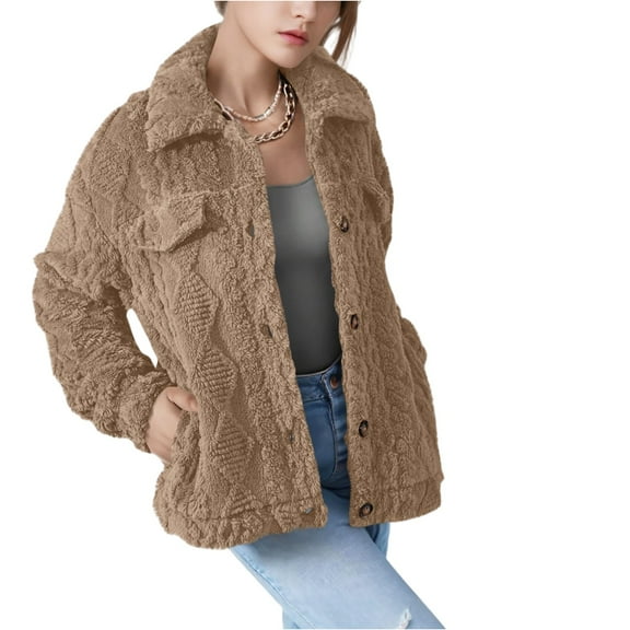 Kixjoy Fur Coats for Women Oversized Fuzzy Open Front Coats Long Sleeve Plain Lapel Jackets Casual Warm Fall Coat for Women, Camel XXL