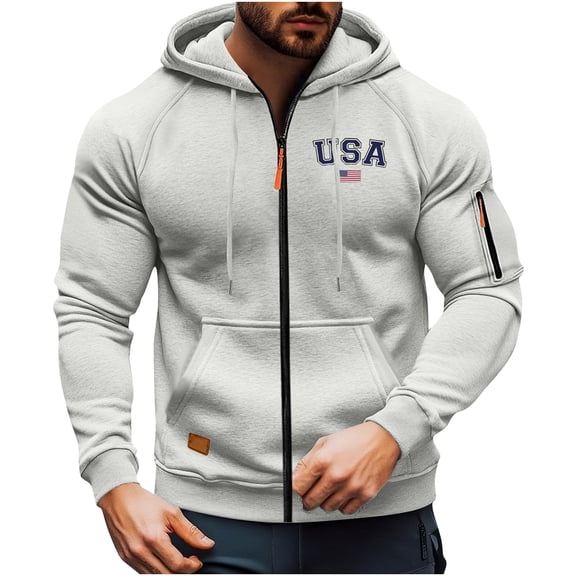 Kixjoy Gray Hoodies for Men Zip Up Oversized Long Sleeve Hoodies Drawstring Winter Hooded Sweatshirt Fashion Basic Loose Fit Cardigan Jackets for Men with Pockets, Light Gray XL