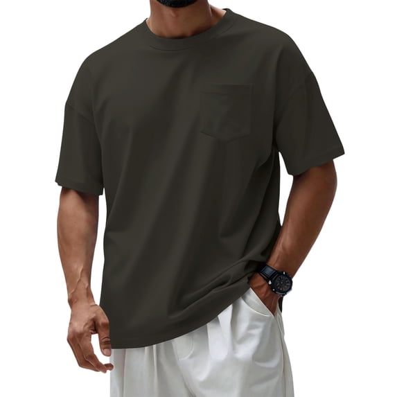 Kixjoy Gray Tee Shirt Men Basic Crew Neck Short Sleeve T Shirts Cotton Lounge Cozy Sport Tee Baggy Lightweight Spring Mens T Shirts, Dark Gray S