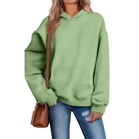 Kixjoy Green Hoodies for Women Plus Size Casual Long Sleeve Hoodie Basic Lightweight Fall Hooded Sweatshirt Loose Fit Drawstring Womens Shirts with Pockets, Mint Green 2XL