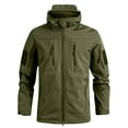 thumbnail image 1 of Kixjoy Green Jackets for Men Long Sleeve Waterproof Hooded Jacket Big and Tall Zip Up Fall Coats Outdoor Basic Thermal Windbreaker Jackets for Men with Pockets, Green 2XL, 1 of 3