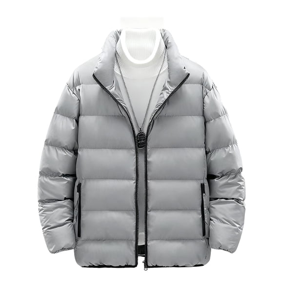 Kixjoy Jackets for Men Sherpa Lined Thicken Big and Tall Stand Collar Coats Warm Full Zip Casual Jacket Soft Winter Loose Fit Outerwear with Pockets, Gray 4XL