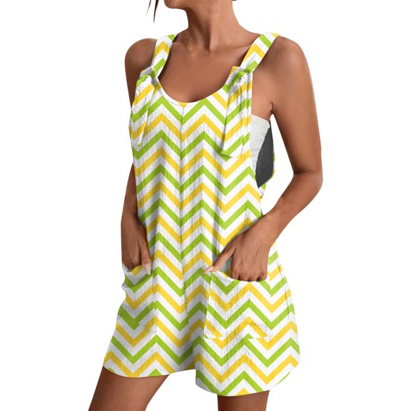 Kixjoy Jumpsuits for Women Wide Leg Casual Cozy Overalls Sleeveless Easter Graphic Pleated Overall Shorts Fashion Baggy Summer Jumpsuits with Pockets, Light Blue XXL