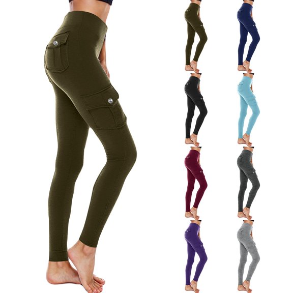 Kixjoy Leggings for Women Oversized Sport High Waisted Leggings Seamless Casual Cargo Pants Gym Warm Silm Fit Tummy Control Leggings for Women, Army Green M