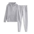 thumbnail image 1 of Kixjoy Light Gray Sweatsuit for Women 2 Piece Set Casual Oversized Drawstring Hoodies Sweatpant Set Jogging Fall Fleece Women's Sweatsuits Gym Fashion Women's Tracksuits with Pockets, Light Gray 2XL, 1 of 2