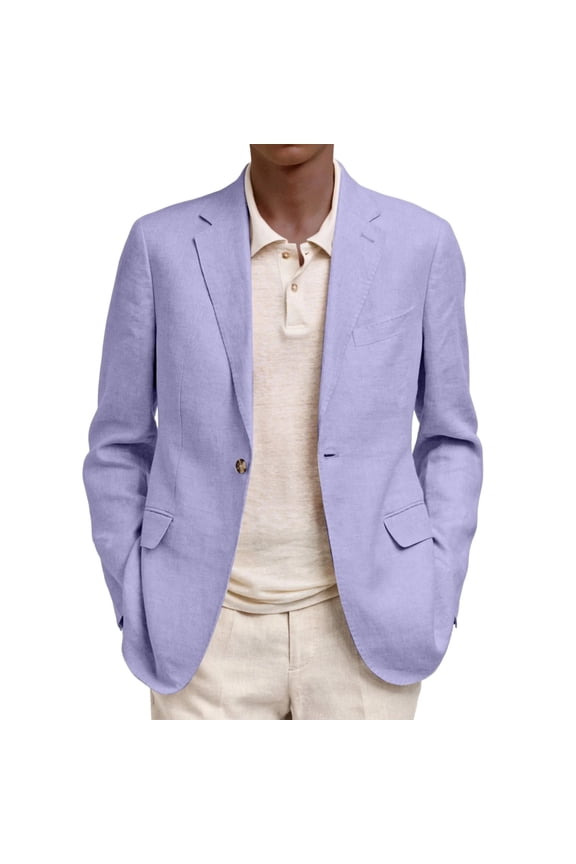 Light Purple Suit Jacket for Men Big and Tall One Button Fashion Blazer Long Sleeve Slim Fit Winter Coats Casual Soild Lightweight Mens Jacket with Pockets, Light Purple M