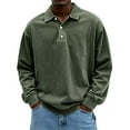thumbnail image 1 of Kixjoy Long Sleeve Polo Shirts for Men Big and Tall Button Down Polo Shirt Collared Soild Winter Pullover Fashion Warm Lightweight Tees for Men, Dark Green M, 1 of 3
