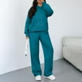 thumbnail image 1 of Kixjoy Lounge Sets for Women Plus Size Fashion Long Sleeve Sweatsuit Athletic Warm Hoodies and Pants 2 Piece Plain Fall Womens Clothing with pockets, Cyan M, 1 of 4