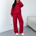 thumbnail image 1 of Kixjoy Lounge Sets for Women Plus Size Hooded Hoodies and Pants 2 Piece Long Sleeve Workout Fashion Sweatsuit Plain Warm Winter Womens Clothing with pockets, Red XL, 1 of 4