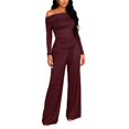 thumbnail image 1 of Kixjoy Lounge Sets for Women Plus Size Sweatshirts and Wide Leg Pants Sets Long Sleeve Athletic Casual Sweatsuits Plain Thermal Fall Outfits for Women, Wine M, 1 of 5