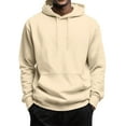 thumbnail image 1 of Kixjoy Men's Fashion Hoodies & Sweatshirts Fashion Long Sleeve Oversized Hoodies for Men Casual Drawstring Loose Fit Pullover Sweatshiet Lightweight Winter Sweatshirt, Beige 2XL, 1 of 5