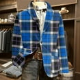 thumbnail image 1 of Kixjoy Mens Blazer Jacket Big and Tall Long Sleeve One Button Blazer Casual Slim Fit Lightweight Coat Plaid Winter Fashion Mens Jacket with Pockets, Blue M, 1 of 5