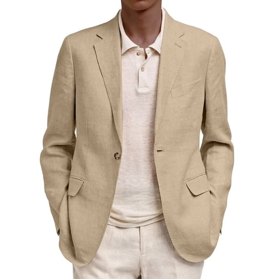Kixjoy Mens Blazer Jacket Big and Tall Long Sleeve One Button Blazers Casual Regular Fit Lightweight Coat Basic Winter Fashion Mens Sport Coat with Pockets, Khaki 3XL