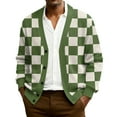 thumbnail image 1 of Kixjoy Mens Cardigan Sweater V Neck Button Down Ribbed Knit Cardigan Lightweight Fashion Oversized Long Sleeve Jacket Fall Casual Plaid Sweaters for Men, Army Green S, 1 of 7