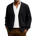 thumbnail image 1 of Kixjoy Mens Cardigan Sweater V Neck Long Sleeve Button Down Ribbed Knitted Sweater Fall Fashion Oversized Jacket Soild Casual Lightweight Mens Sweater, Black 4XL, 1 of 7