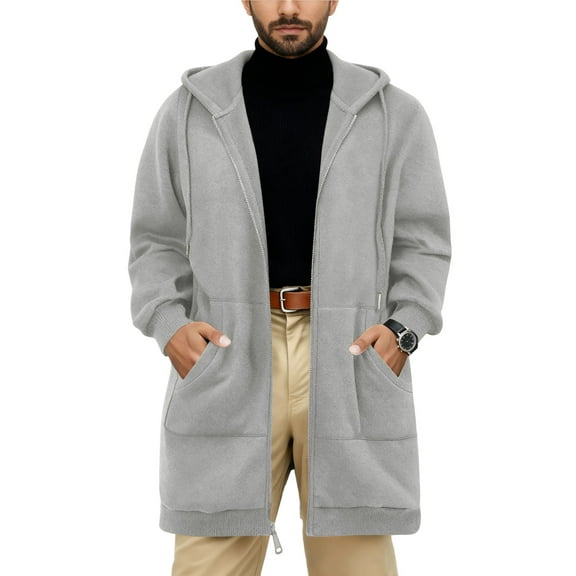 Kixjoy Mens Fuzzy Sherpa Jacket Long Sleeve Full Zip Fall Jackets Sherpa Warm Fleece Hoodies Outwear Plain Big and Tall Mens Pullover with Pockets, Gray 3XL