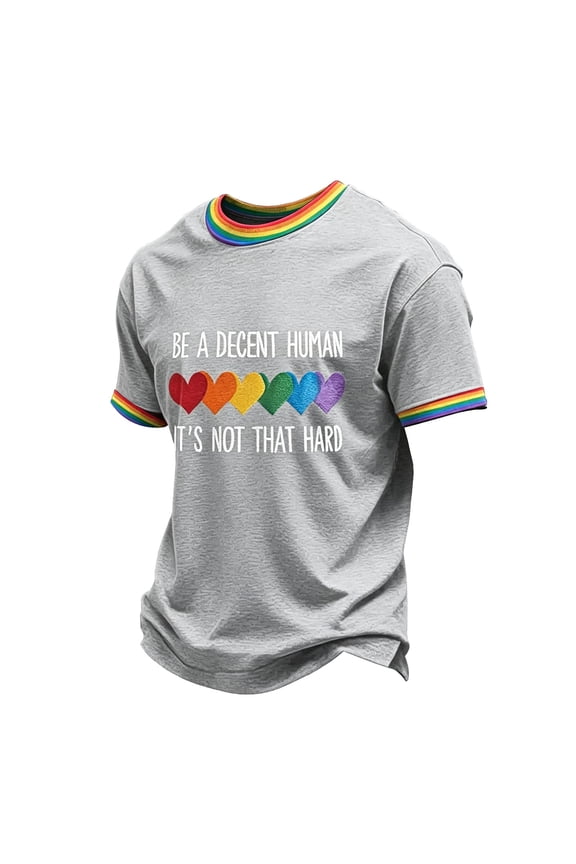 Mens Pride T Shirts Rainbow Mens Big and Tall T Shirts We the People Lightweight Crew Neck Short Sleeve Men Graphic Tee, Light Gray XL