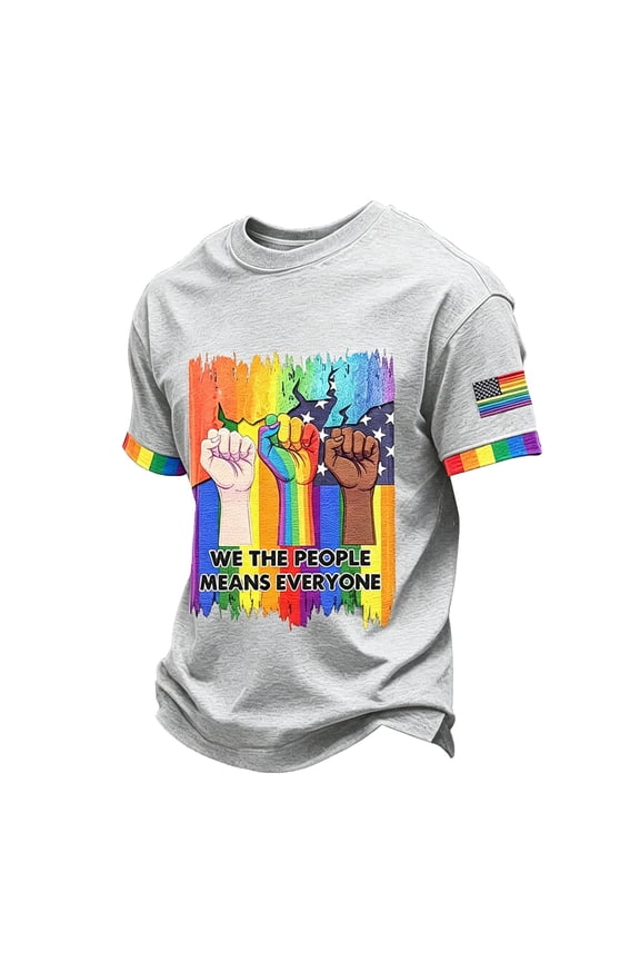 Mens Pride T Shirts Rainbow Mens Big and Tall T Shirts We the People Lightweight Crew Neck Short Sleeve Men Graphic Tee, Light Gray XL