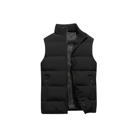 Kixjoy Mens Puffer Vest Sleeveless Zip Up Big and Tall Vest Fall Outdoor Cotton Jackets Coats Casual Heavy Thermal Men's Weighted Vests with Pockets, Black XL