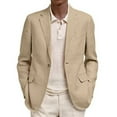 thumbnail image 1 of Kixjoy Mens Suit Jacket Big and Tall Long Sleeve One Button Blazer Fashion Regular Fit Lightweight Suit Jacket Soild Fall Casual Jackets for Men with Pockets, Khaki M, 1 of 3