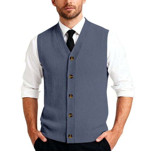 Kixjoy Mens Sweater Vest Casual Knit Ribbed Pullovers Sweater Formal V Neck Sleeveless Sweater Slim Fit Going Out Stretch Vest, Navy 5XL