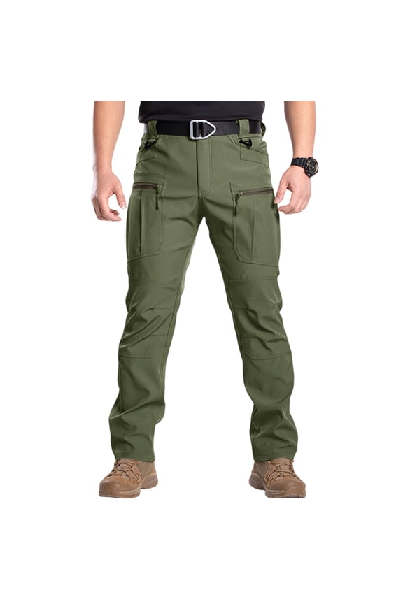 Mens Tactical Pants Water Resistant Lounge Soft Cargo Pants Ripstop Stretch Lightweight Pants Work Plain Outdoor Pants with Pockets, Green S