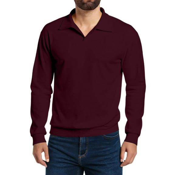 Kixjoy Mens Thermal Long Sleeve Shirt Big and Tall Slim Fit Fleece Knit Sweater Long Sleeve Winter Warm Undershirts Soild Comfortable Lightweight Men's Clothing, Wine S