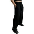 thumbnail image 1 of Kixjoy Mens Wide Leg Sweatpants Big and Tall Elastic Waist Loose Fit Pant Open Bottom Drawstring Lounge Sweatpants Fall Basic Lightweight Mens Sweatpants with Pockets, Black S, 1 of 9