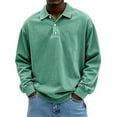 thumbnail image 1 of Kixjoy Mint Green Polo Shirts for Men Oversized Long Sleeve Polo Shirts Collared Button Down Winter Pullovers Fashion Lightweight Soild Mens Pullover, Mint Green 2XL, 1 of 3