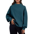 thumbnail image 1 of Kixjoy Mock Neck Sweatshirt Women Lightweight Soft Mock Neck Sweatshirt Long Sleeve Plus Size Fashion Pullover Winter Fashion Relaxed Fit Womens Sweater, Blue S, 1 of 7