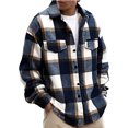 thumbnail image 1 of Kixjoy Navy Fleece Jacket Men Cotton Vintage Plaid Shirts Long Sleeve Loose Fall Coat Thermal Casual Lightweight Fall Jackets for Men 2025, Navy M, 1 of 2