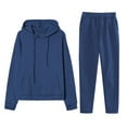 thumbnail image 1 of Kixjoy Navy Sweatsuit for Women 2 Piece Set Casual Plus Size Drawstring Hoodie Sweatpants Set Fashion Winter Fleece Sweatsuit for Women Workout Jogging Women's Tracksuits with Pockets, Navy S, 1 of 3