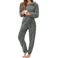thumbnail image 1 of Kixjoy One Piece Pajamas for Women Zip Up Long Sleeve Hooded Pajama Fuzzy Winter Fleece Loungewear Soild Warm Casual Women's Sleepwear, Dark Gray S, 1 of 3