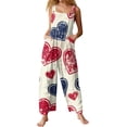 thumbnail image 1 of Kixjoy Overalls for Women Casual Plus Size Wide Leg Jumpsuit Valentine's Day Fall Loose Fit Pants Heart Print Fashion Womens Overalls with Pockets, White 2XL, 1 of 6