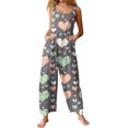 thumbnail image 1 of Kixjoy Overalls for Women Fashion Oversized Wide Leg Jumpsuits Valentine's Day Fall Loose Fit Pant Heart Print Casual Womens Overalls with Pockets, Gray 3XL, 1 of 6