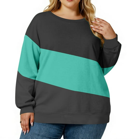 Kixjoy Oversized Sweatshirt For Women Fashion Long Crew Neck Sweatshirt Thermal Casual Fall Shirts Lightweight Warm Loose Fit Womens Clothes, Mint Green 4XL