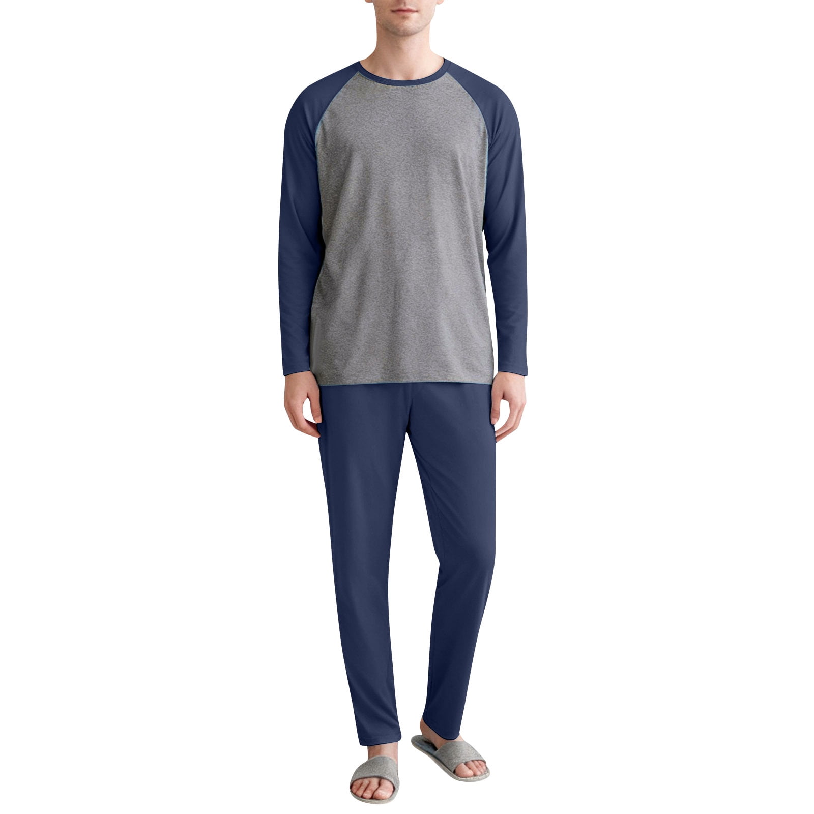 Kixjoy Pajamas for Men Set Long Sleeve Raglan Lightweight Pajama Winter ...