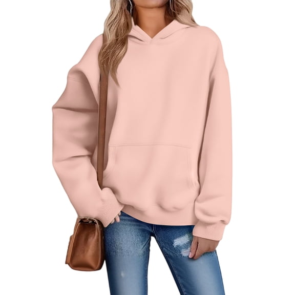 Kixjoy Pink Hoodies for Women Oversized Lightweight Long Sleeve Hoodies Casual Winter Hooded Sweatshirts Basic Drawstring Loose Fit Shirts for Women with Pockets, Light pink S