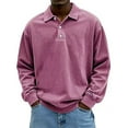 thumbnail image 1 of Kixjoy Pink Polo Shirts for Men Oversized Long Sleeve Polo Shirts Button Down Collared Winter Pullover Fashion Warm Lightweight Tees for Men, Pink 3XL, 1 of 3