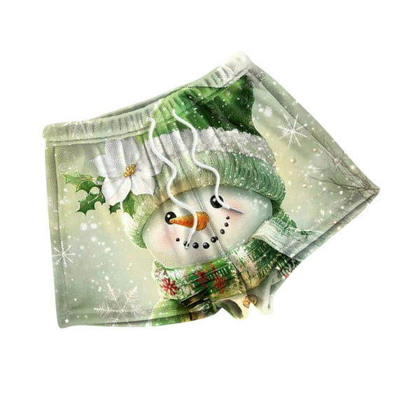 Kixjoy Pj Shorts for Women Lounge Plus Size Fleece Shorts Christmas Cute Lightweight Winter Pajama Shorts Elastic Waist Drawstring Loose Fit Women's Pants, Green XL