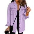 thumbnail image 1 of Kixjoy Purple Jean Jacket Women Plus Size Button Down Denim Jackets Fashion Winter Long Shirt Casual Lightweight Loose Fit Denim Shacket Women with Pockets, Purple S, 1 of 4