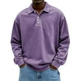 thumbnail image 1 of Kixjoy Purple Polo Shirts for Men Big and Tall Long Sleeve Polo Shirts Collared Button Down Fall Pullovers Fashion Lightweight Basic Tees for Men, Purple M, 1 of 3