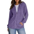 thumbnail image 1 of Kixjoy Purple Zip Up Hoodie Women Long Sleeve Fashion Plus Size Hoodies Winter Lightweight Hooded Sweatshirt Casual Soild Loose Fit Cardigan Sweaters for Women with Pockets, Purple M, 1 of 6